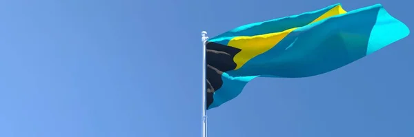 3D renderização da bandeira nacional das ilhas Bahama acenando ao vento — Fotografia de Stock