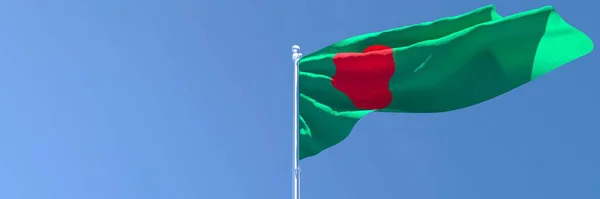 Representación en 3D de la bandera nacional de Bangladesh ondeando al viento — Foto de Stock