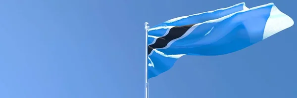 3D renderização da bandeira nacional do Botsuana acenando ao vento — Fotografia de Stock