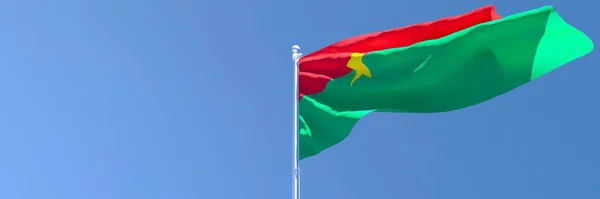 Representación en 3D de la bandera nacional de Burkina Faso ondeando al viento — Foto de Stock