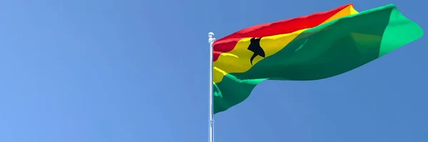 Representación en 3D de la bandera nacional de Ghana ondeando al viento — Foto de Stock