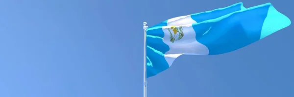 Guatemala nemzeti zászló 3D-s renderelése a szélben — Stock Fotó