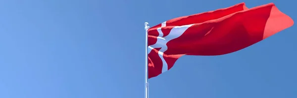 3D-рендеринг национального флага Дании, машущего ветром — стоковое фото
