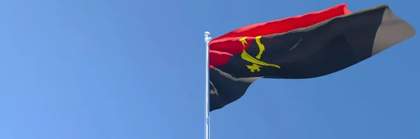 Representación en 3D de la bandera nacional de Angola ondeando al viento — Foto de Stock