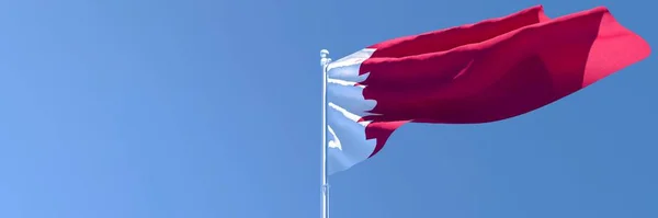 Representación en 3D de la bandera nacional de Qatar ondeando al viento — Foto de Stock