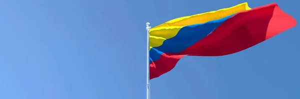 Representación 3D de la bandera nacional de Colombia ondeando al viento — Foto de Stock