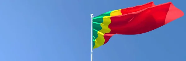 Representación en 3D de la bandera nacional del Congo ondeando al viento — Foto de Stock