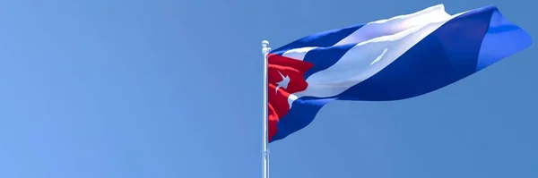 Representación en 3D de la bandera nacional de Cuba ondeando al viento — Foto de Stock