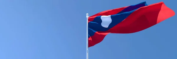 3D απόδοση της εθνικής σημαίας του Λάος κυματίζει στον άνεμο — Φωτογραφία Αρχείου