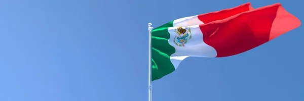 3D renderização da bandeira nacional do México acenando ao vento — Fotografia de Stock