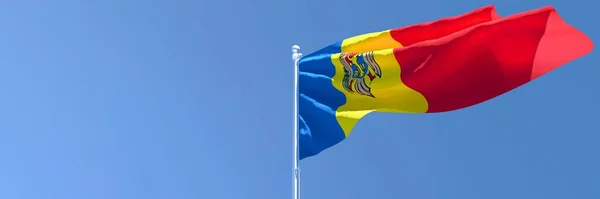 風に揺れるモルダヴィアの国旗の3Dレンダリング — ストック写真