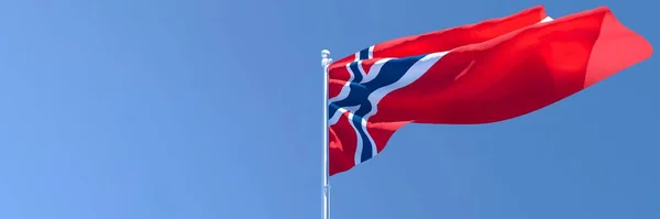 3D απόδοση της εθνικής σημαίας της Νορβηγίας που κυματίζει στον άνεμο — Φωτογραφία Αρχείου