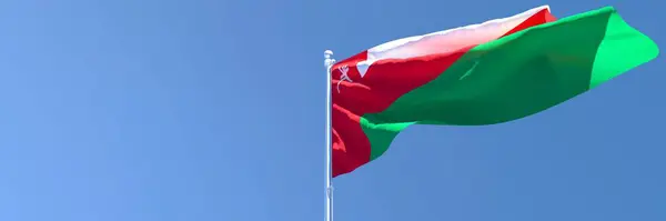 Representación en 3D de la bandera nacional de Omán ondeando al viento — Foto de Stock