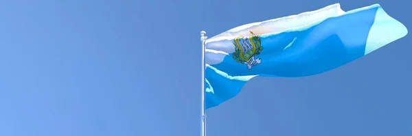 3D renderização da bandeira nacional de San Marino acenando ao vento — Fotografia de Stock