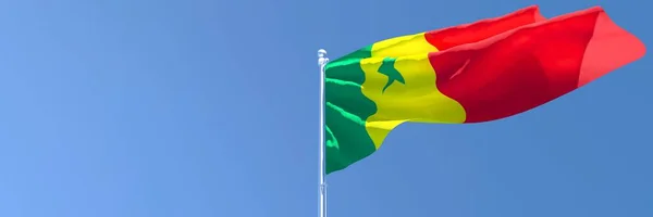 Representación en 3D de la bandera nacional de Senegal ondeando al viento — Foto de Stock