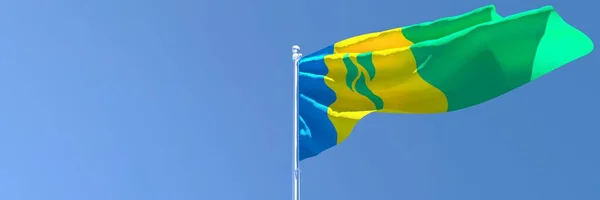 Rendering 3D della bandiera nazionale di Saint Vincent e Grenadine — Foto Stock