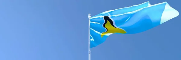 Representación en 3D de la bandera nacional de Santa Lucía ondeando al viento —  Fotos de Stock