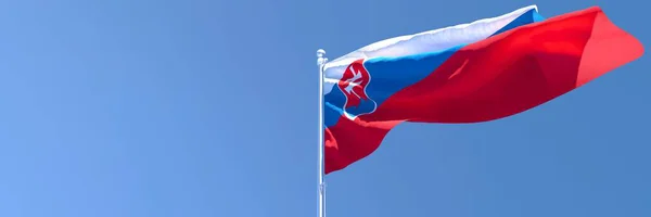 Representación en 3D de la bandera nacional de Eslovaquia ondeando al viento — Foto de Stock