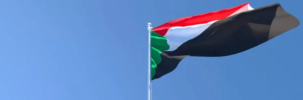 3D-Darstellung der Nationalflagge des Sudan, die im Wind weht — Stockfoto
