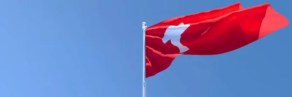 風に揺れるスイス国旗の3Dレンダリング — ストック写真
