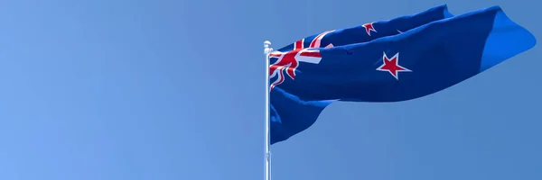 新西兰国旗在风中飘扬的3D渲染 — 图库照片