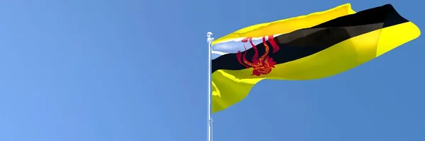 Representación en 3D de la bandera nacional de Brunéi ondeando al viento —  Fotos de Stock