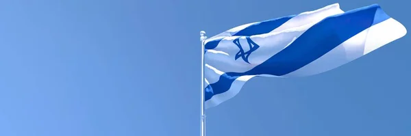 Representación en 3D de la bandera nacional de Israel ondeando al viento —  Fotos de Stock