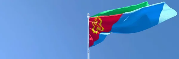 Representación en 3D de la bandera nacional de Eritrea ondeando al viento — Foto de Stock