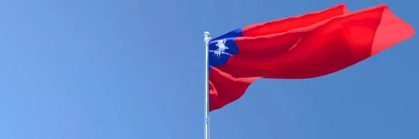 Representación 3D de la bandera nacional de Taiwán ondeando al viento — Foto de Stock