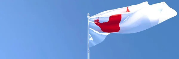 Representación en 3D de la bandera nacional de la Isla de Pascua ondeando al viento — Foto de Stock