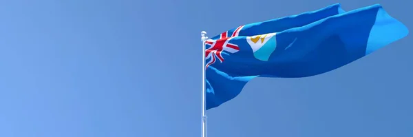 Representación 3D de la bandera nacional de Anguila ondeando en el viento —  Fotos de Stock