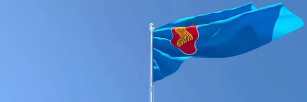 Representación 3D de la bandera de ASEAN ondeando en el viento — Foto de Stock
