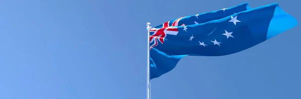 3D weergave van de nationale vlag van de Cookeilanden wapperend in de wind — Stockfoto