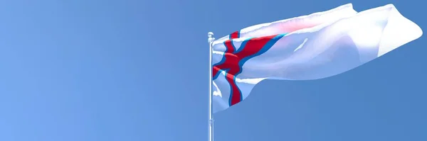 Representación en 3D de la bandera nacional de las Islas Feroe ondeando al viento — Foto de Stock