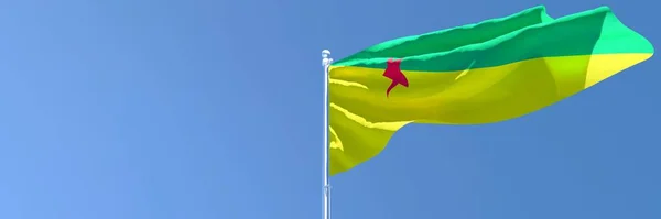 Rendu 3D du drapeau national de la Guyane française agitant dans le vent — Photo