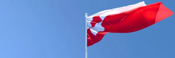 3D rendering of the national flag of Greenland waving in the wind — Stock Photo, Image