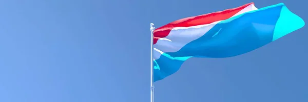 Representación en 3D de la bandera nacional de Luxemburgo ondeando al viento — Foto de Stock