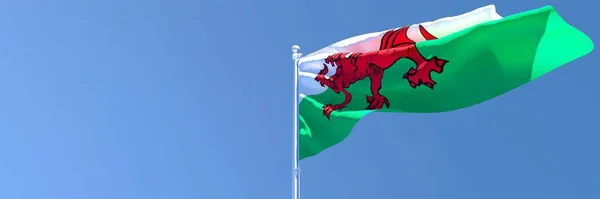 3D renderização da bandeira nacional do País de Gales acenando ao vento — Fotografia de Stock