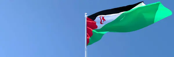 3D-återgivning av Sahrawi Arab flagga viftar i vinden — Stockfoto