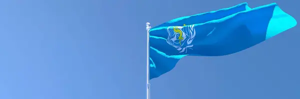 3D rendering of the national flag of World Health Organization WHO waving in the wind — Stock Photo, Image