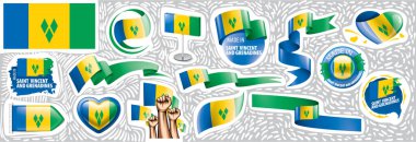 Saint Vincent ve Grenadines 'in ulusal bayrağının vektör seti