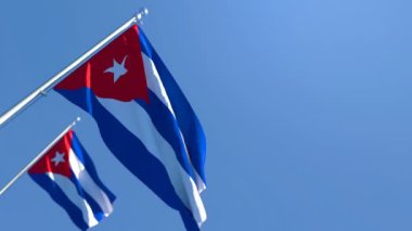 Küba 'nın ulusal bayrağı rüzgarda dalgalanıyor