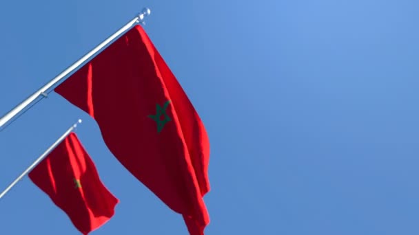 Fas 'ın ulusal bayrağı rüzgarda dalgalanıyor — Stok video