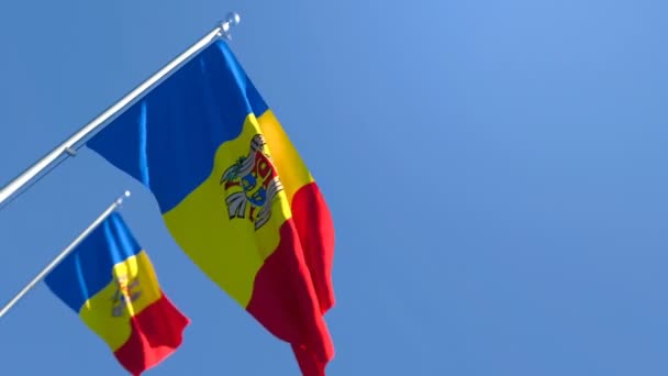 モルダヴィアの国旗が風になびく — ストック動画