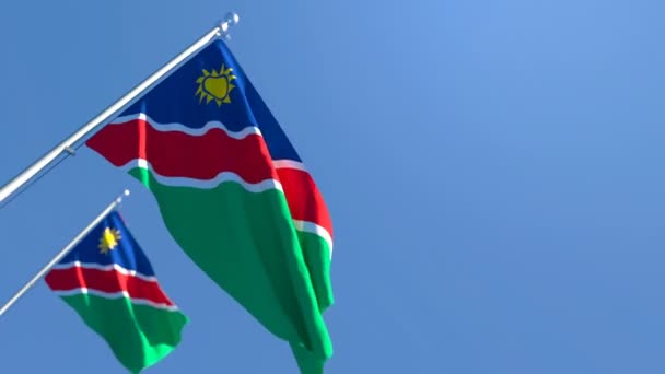 La bandiera nazionale della Namibia sventola nel vento — Video Stock