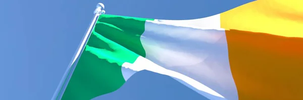 Rendu 3D du drapeau national de l'Irlande agitant le vent — Photo