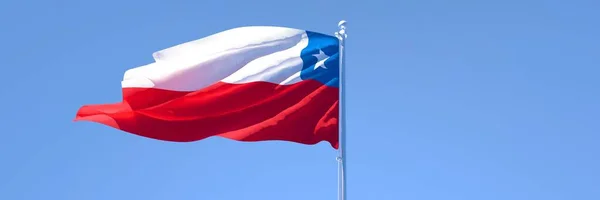 Rendu 3D du drapeau national du Chili agitant dans le vent — Photo