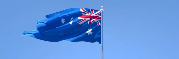 Representación en 3D de la bandera nacional de Australia ondeando al viento —  Fotos de Stock