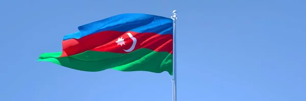 Representación en 3D de la bandera nacional de Azerbaiyán ondeando al viento — Foto de Stock