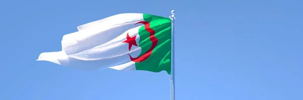 3D απόδοση της εθνικής σημαίας της Αλγερίας κυματίζει στον άνεμο — Φωτογραφία Αρχείου